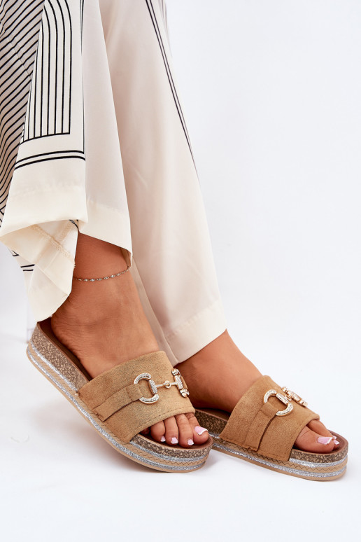 sieviešu čības ar platformu   brūnas krāsas Morisela