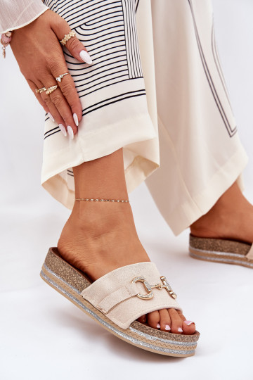 sieviešu čības ar platformu   smilšu krāsas Morisela