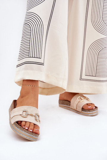 sieviešu čības ar platformu   smilšu krāsas Morisela 2