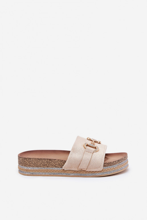 sieviešu čības ar platformu   smilšu krāsas Morisela