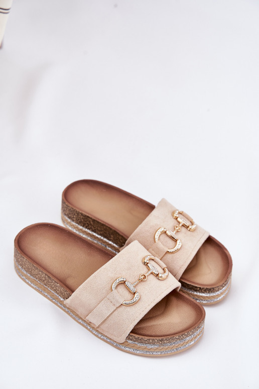 sieviešu čības ar platformu   smilšu krāsas Morisela