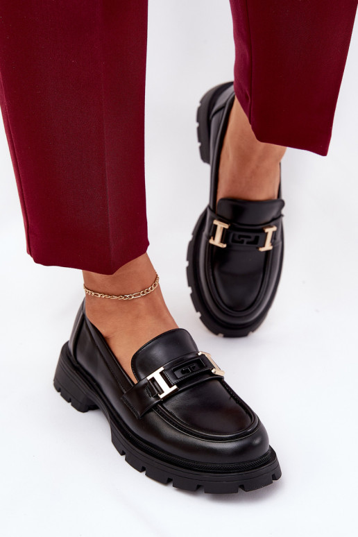 sieviešu mokasīni no eko ādas Melns Lomnela