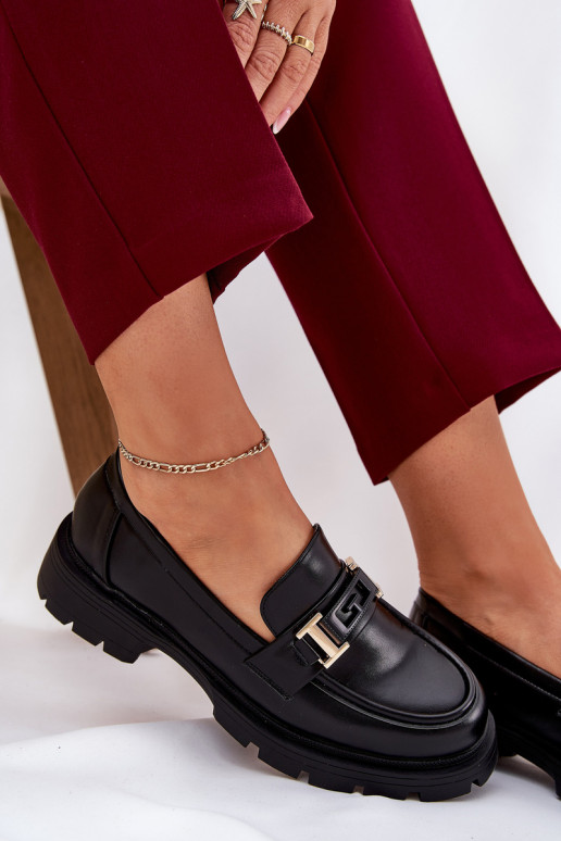 sieviešu mokasīni no eko ādas Melns Lomnela