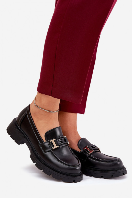 sieviešu mokasīni no eko ādas Melns Lomnela