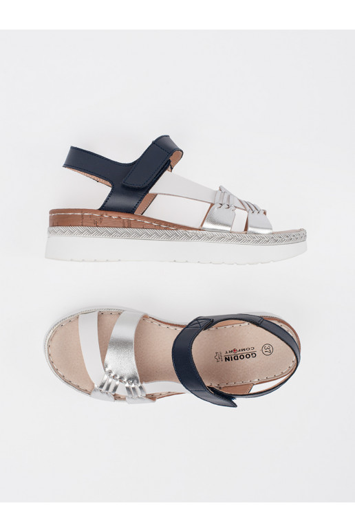 Baltas-Zilas krāsas kurpes ar platformu z m zdobieniem