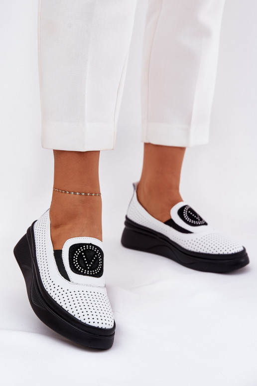 sieviešu mokasīni   ar platformu I Koturnie Vinceza 79522 baltas krāsas sieviešu mokasīni   ar platformu I Koturnie Vinceza 79522 baltas krāsas