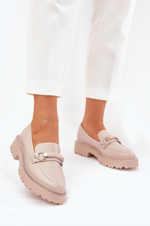 sieviešu mokasīni Dekorētas Cyrkoniami smilšu krāsas Patina sieviešu mokasīni Dekorētas Cyrkoniami smilšu krāsas Patina