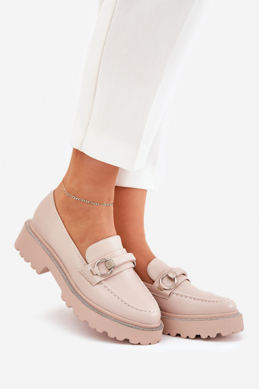 sieviešu mokasīni Dekorētas Cyrkoniami smilšu krāsas Patina sieviešu mokasīni Dekorētas Cyrkoniami smilšu krāsas Patina