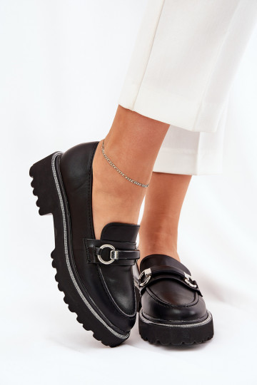 sieviešu mokasīni Dekorētas Cyrkoniami Melns Patina