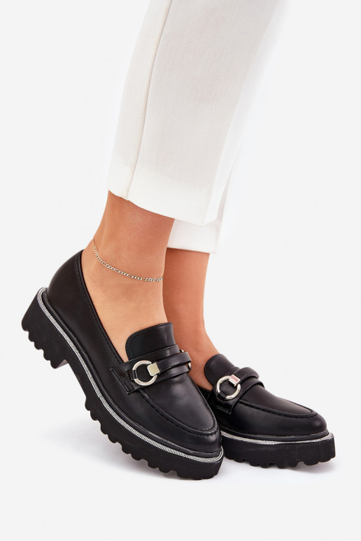 sieviešu mokasīni Dekorētas Cyrkoniami Melns Patina