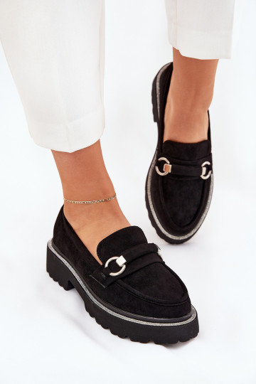 sieviešu mokasīni Dekorētas Cyrkoniami Melns Patina