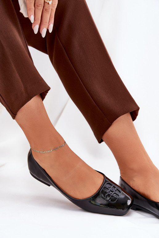 Laque Eleganta stila Balerīnas   Detalem Vinceza 17377 Melns Laque Eleganta stila Balerīnas   Detalem Vinceza 17377 Melns