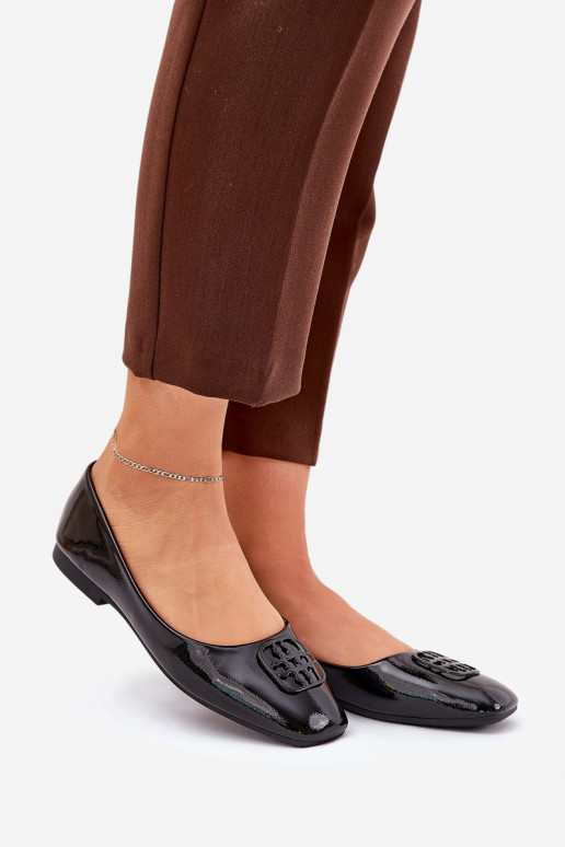 Laque Eleganta stila Balerīnas   Detalem Vinceza 17377 Melns Laque Eleganta stila Balerīnas   Detalem Vinceza 17377 Melns