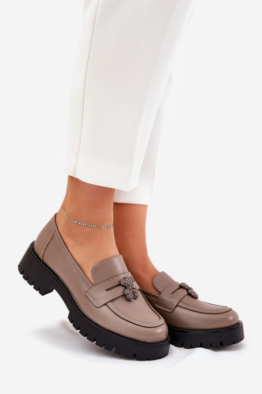   sieviešu mokasīni Z Przypinką  Vinceza 18109 smilšu krāsas