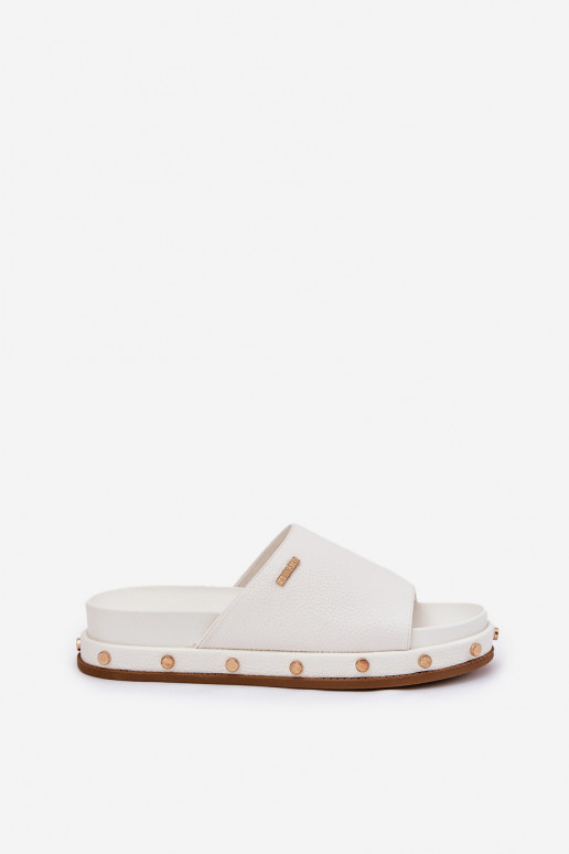 sieviešu čības ar platformu ar kniedēm Big Star RR274216 baltas krāsas