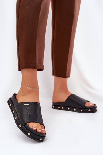 sieviešu čības ar platformu ar kniedēm Big Star RR274214 Melns