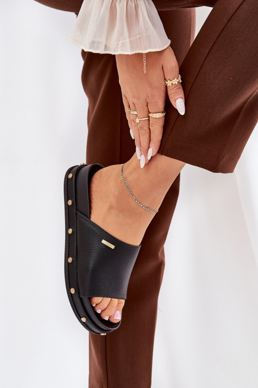 sieviešu čības ar platformu ar kniedēm Big Star RR274214 Melns