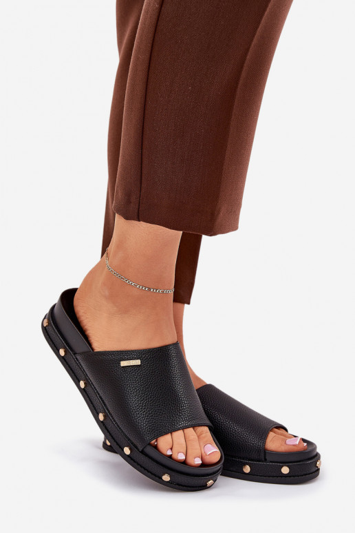 sieviešu čības ar platformu ar kniedēm Big Star RR274214 Melns