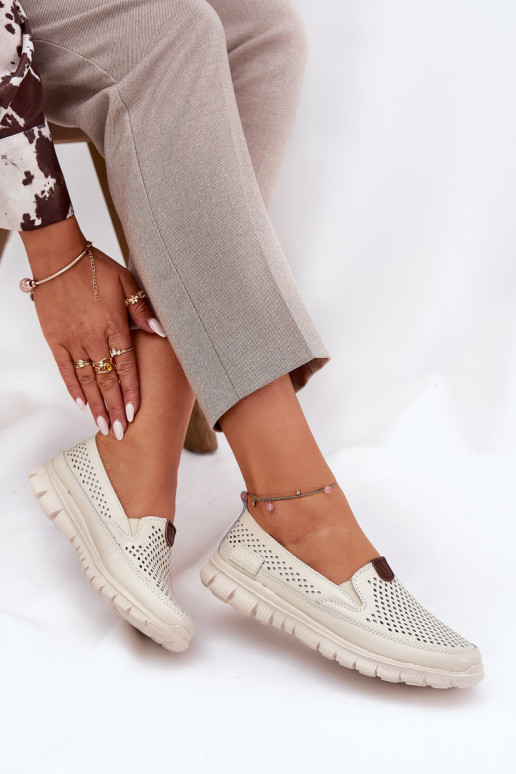 Ažūra balerīnas no dabīgas ādas Vinceza 95336 smilšu krāsas Ažūra balerīnas no dabīgas ādas Vinceza 95336 smilšu krāsas