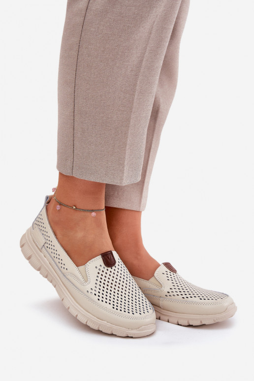 Ažūra balerīnas no dabīgas ādas Vinceza 95336 smilšu krāsas Ažūra balerīnas no dabīgas ādas Vinceza 95336 smilšu krāsas