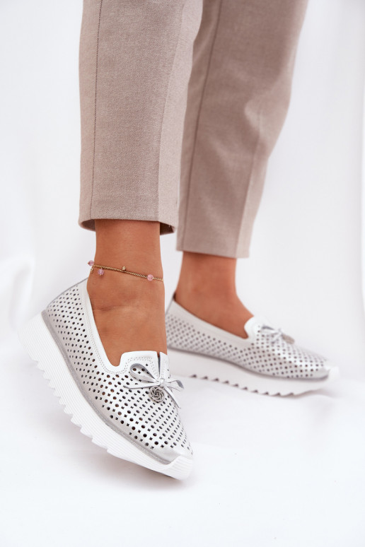    apavi  Z Naturalnej Skóry D&A LR51-631 Sudraba krāsas