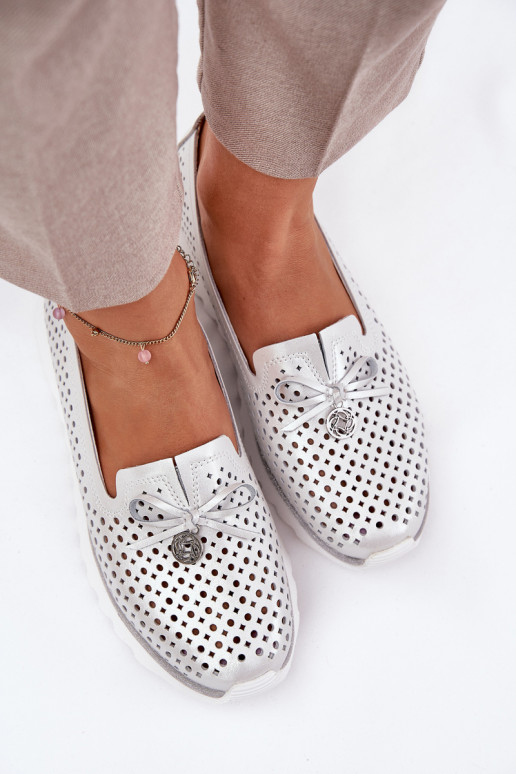    apavi  Z Naturalnej Skóry D&A LR51-631 Sudraba krāsas