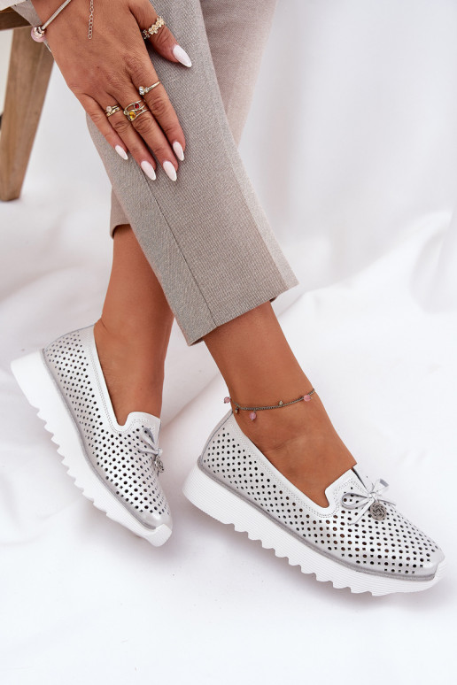    apavi  Z Naturalnej Skóry D&A LR51-631 Sudraba krāsas