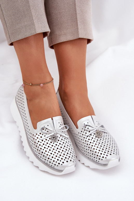    apavi  Z Naturalnej Skóry D&A LR51-631 Sudraba krāsas