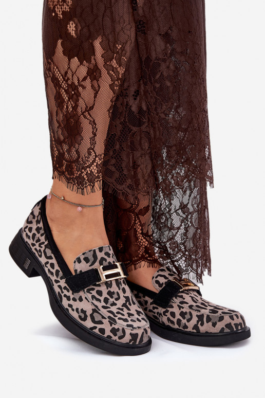 Zamšādas mokasīni  ar leoparda kažokādas rakstu Vinceza 66792 Pelēkas krāsas Zamšādas mokasīni  ar leoparda kažokādas rakstu Vinceza 66792 Pelēkas krāsas