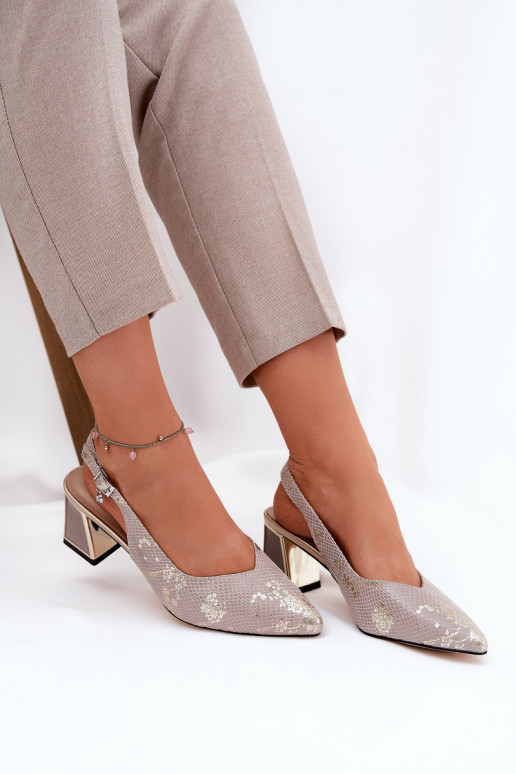 Sieviešu basenes Ze Szpiczastymi Noskami Vinceza 66733 Zelta krāsas-Sudraba krāsas   Sieviešu basenes Ze Szpiczastymi Noskami Vinceza 66733 Zelta krāsas-Sudraba krāsas