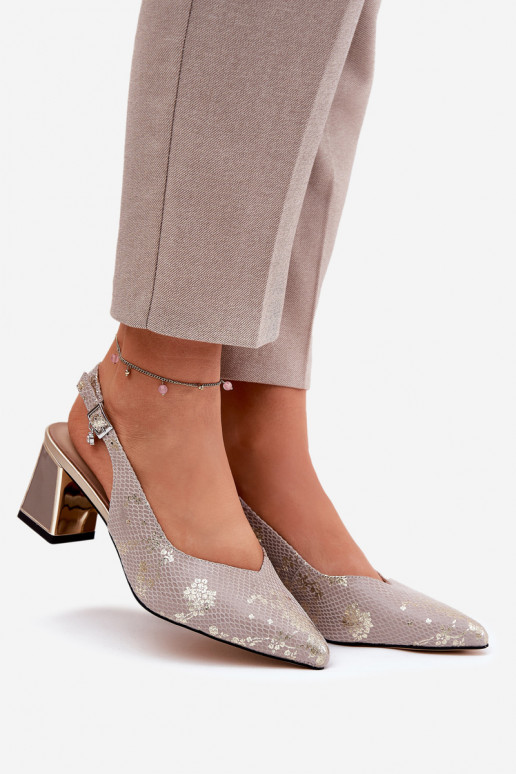 Sieviešu basenes Ze Szpiczastymi Noskami Vinceza 66733 Zelta krāsas-Sudraba krāsas   Sieviešu basenes Ze Szpiczastymi Noskami Vinceza 66733 Zelta krāsas-Sudraba krāsas