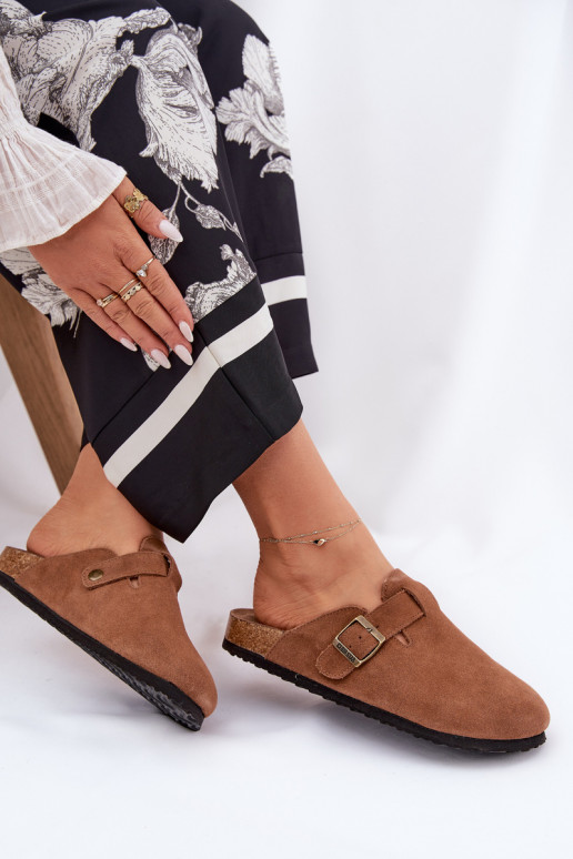 zamšādas čības   ar sprādzēm Big Star RR274A387 brūnas krāsas