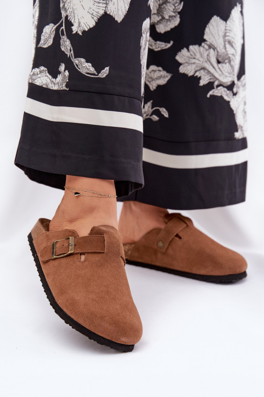 zamšādas čības   ar sprādzēm Big Star RR274A387 brūnas krāsas