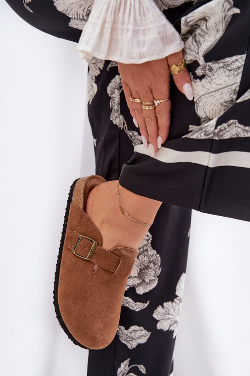 zamšādas čības   ar sprādzēm Big Star RR274A387 brūnas krāsas