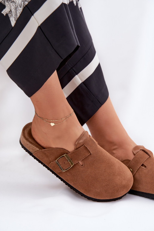 zamšādas čības   ar sprādzēm Big Star RR274A387 brūnas krāsas