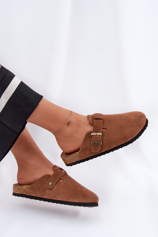 zamšādas čības   ar sprādzēm Big Star RR274A387 brūnas krāsas