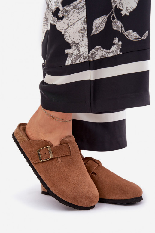 zamšādas čības   ar sprādzēm Big Star RR274A387 brūnas krāsas