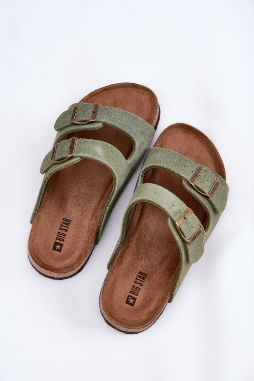 sieviešu zamšādas čības ar sprādzēm Big Star RR274A393 Zaļas krāsas