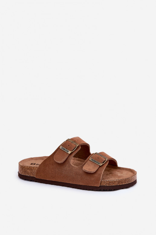 sieviešu zamšādas čības ar sprādzēm Big Star RR274A394 brūnas krāsas