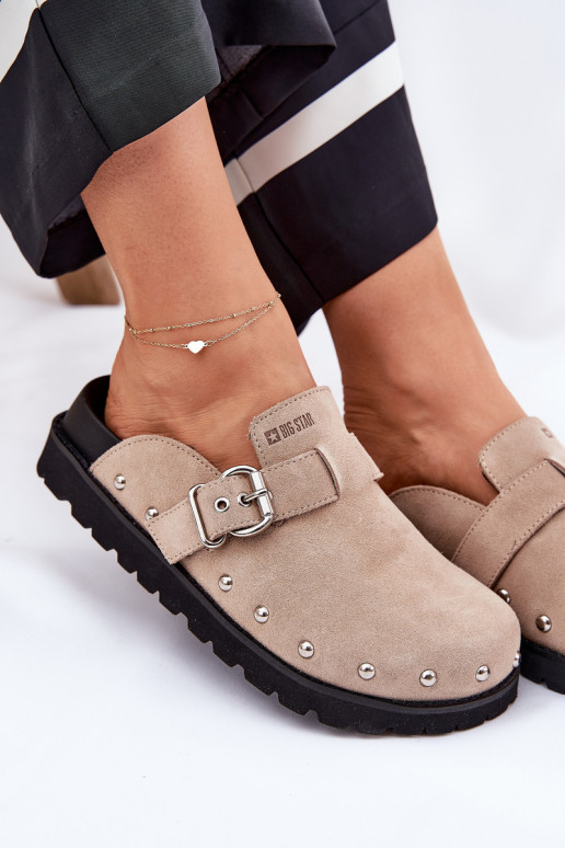 zamšādas čības   ar platformu Big Star RR274A376 smilšu krāsas