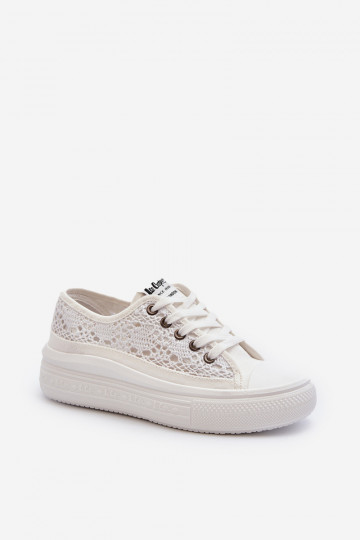 Ar mežģīnēm sieviešu puszābaki Lee Cooper LCW-23-44-1617 baltas krāsas
