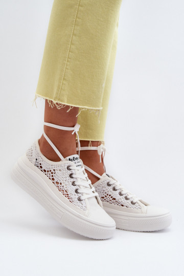 Ar mežģīnēm sieviešu puszābaki Lee Cooper LCW-23-44-1617 baltas krāsas 2