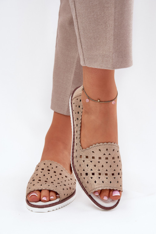 Ažūra balerīnas Z Odkrytymi Palcami S.Barski LR51-922 Zelta krāsas   Ažūra balerīnas Z Odkrytymi Palcami S.Barski LR51-922 Zelta krāsas