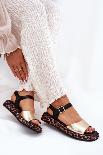 sandales    ar platformu ar rakstiem S.Barski JC51-347 Zelta krāsas