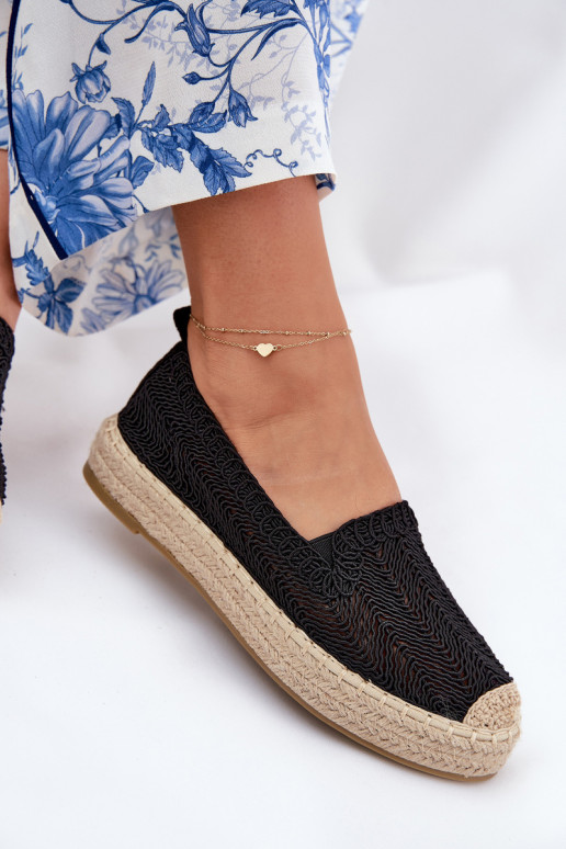Vinceza 17392 melni espadrilles ar platformu