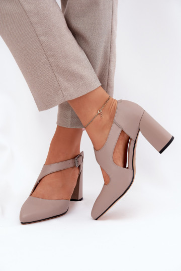 Kurpes ar papēdi ar sprādzēm Vinceza 91133 Pelēkas krāsas