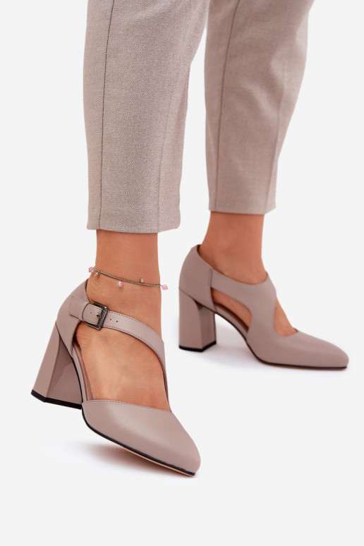 Kurpes ar papēdi ar sprādzēm Vinceza 91133 Pelēkas krāsas   Kurpes ar papēdi ar sprādzēm Vinceza 91133 Pelēkas krāsas