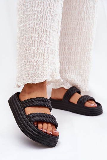 Vieglas čības uz pirksta  sieviešu čības ar platformu S.Barski ZK51-001 Melns