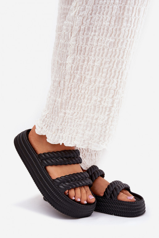 Vieglas čības uz pirksta  sieviešu čības ar platformu S.Barski ZK51-001 Melns