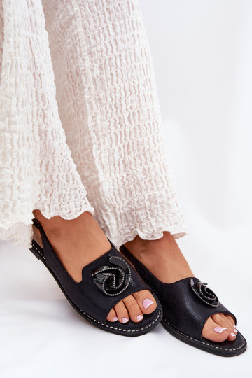 Spīdīgi Sieviešu basenes ar ornamentiem S.Barski KV51-006 Melns